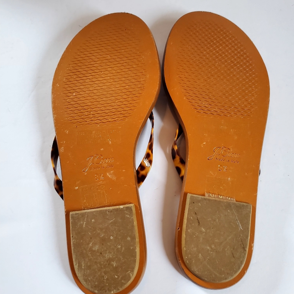 J. Crew Brown Leopard Leather Sandals Size 8.5 - Picture 3 of 5
